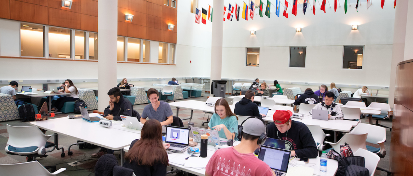 Students studying in the Lichtenberger Engineering Library